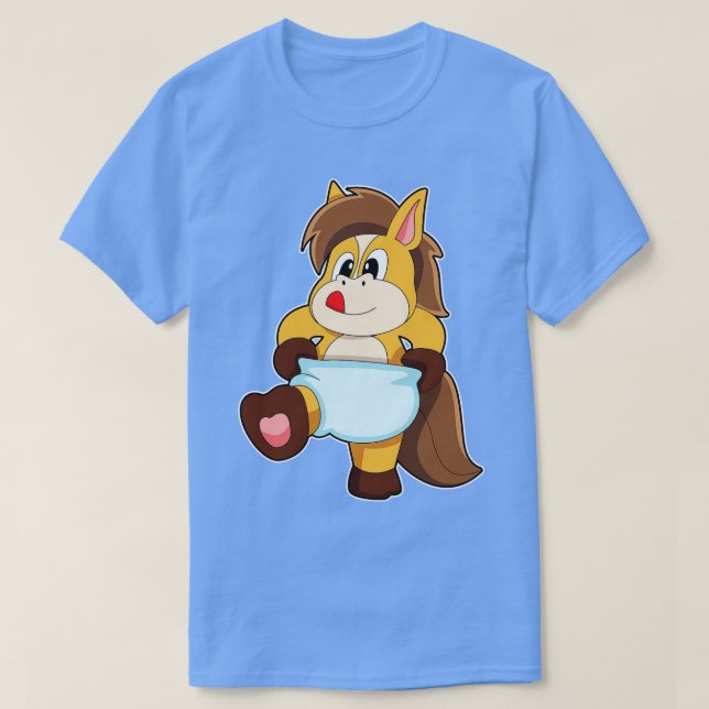 Horse as Baby with Diaper T-Shirt (Design Front)
