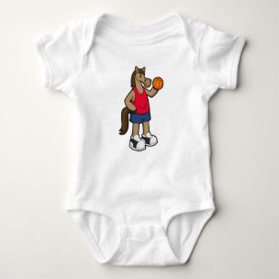 Horse as Basketball player with Basketball Baby Bodysuit