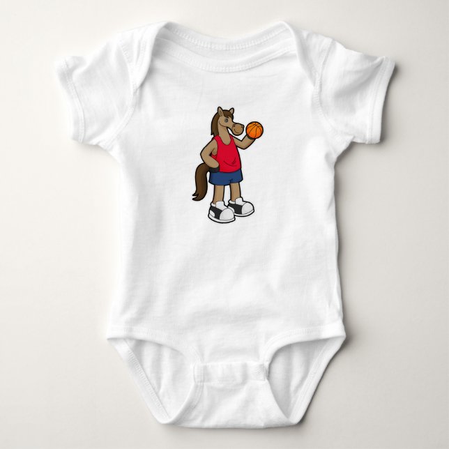 Horse as Basketball player with Basketball Baby Bodysuit (Front)