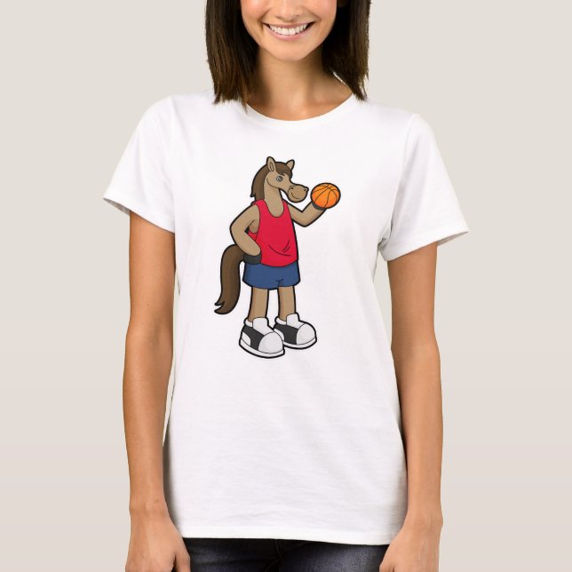 Horse as Basketball player with Basketball T-Shirt (Front)