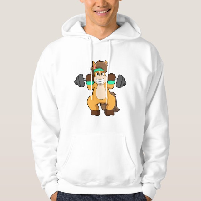 Horse as Bodybuilder with Barbell Hoodie (Front)
