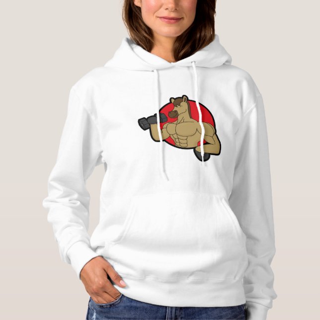 Horse as Bodybuilder with Dumbbell Hoodie (Front)
