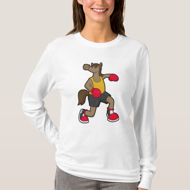 Horse as Boxer with Boxing gloves T-Shirt (Front)