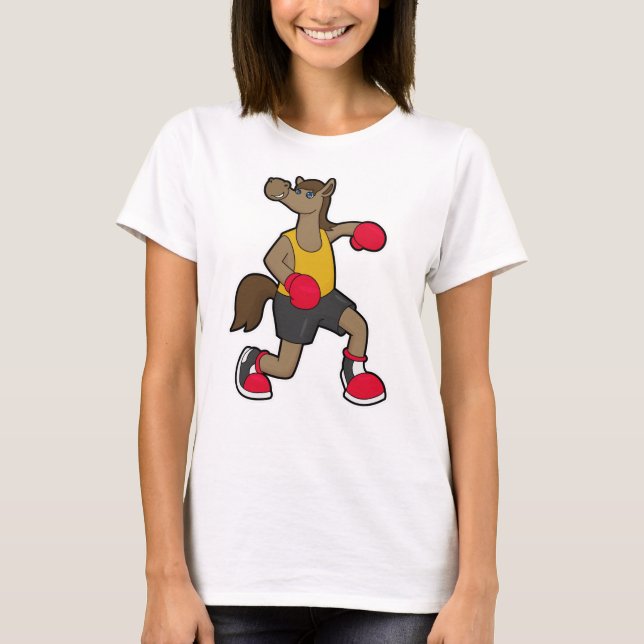 Horse as Boxer with Boxing gloves T-Shirt (Front)