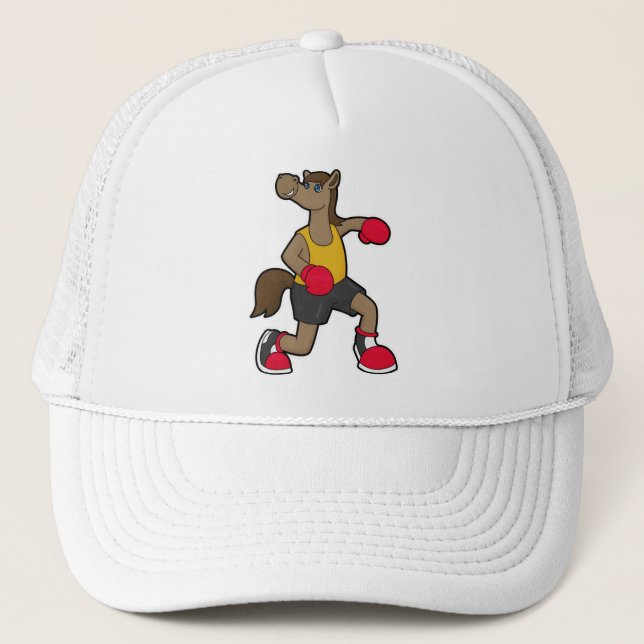 Horse as Boxer with Boxing gloves Trucker Hat (Front)