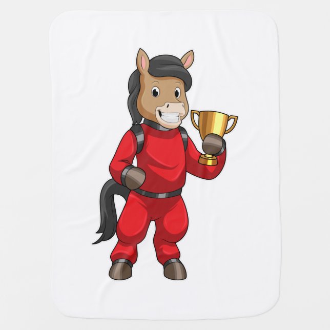 Horse as Champion with Trophy Baby Blanket (Front)