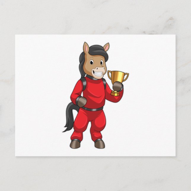Horse as Champion with Trophy Postcard (Front)