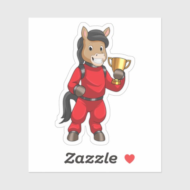 Horse as Champion with Trophy Sticker (Sheet)