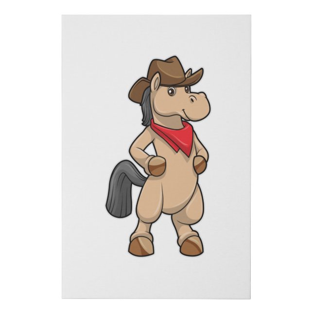Horse as Cowboy Faux Canvas Print (Front)