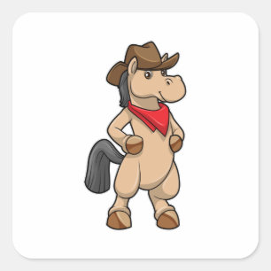 Horse as Cowboy Square Sticker
