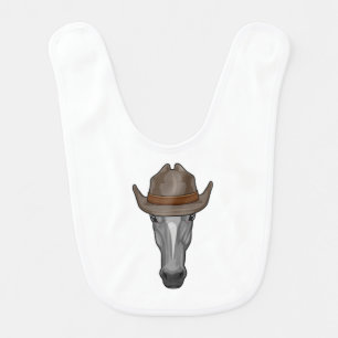 Horse as Cowboy with Hat Baby Bib
