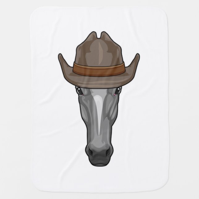 Horse as Cowboy with Hat Baby Blanket (Front)