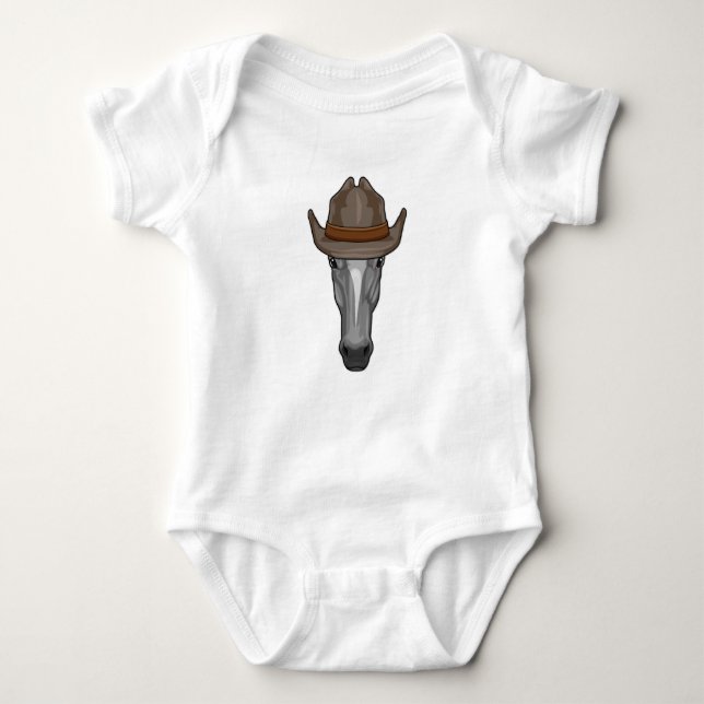 Horse as Cowboy with Hat Baby Bodysuit (Front)
