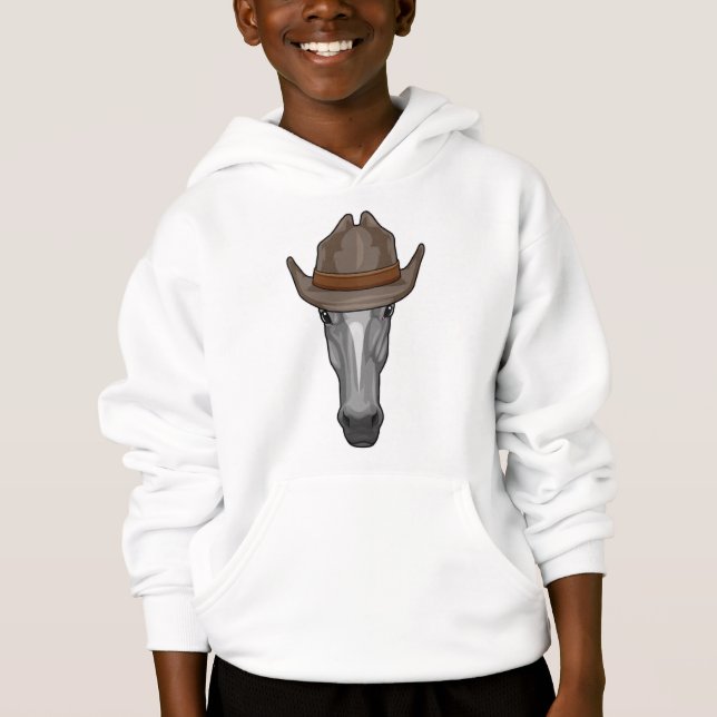 Horse as Cowboy with Hat Hoodie (Front)