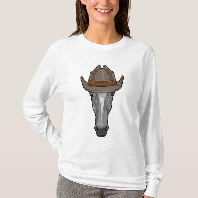 Horse as Cowboy with Hat T-Shirt (Front)