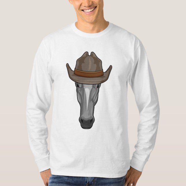 Horse as Cowboy with Hat T-Shirt (Front)