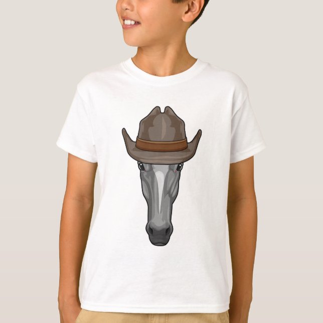 Horse as Cowboy with Hat T-Shirt (Front)