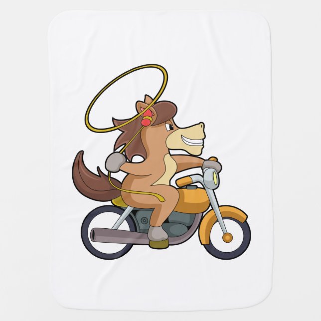 Horse as Cowboy with Lasso & Motorcycle Baby Blanket (Front)