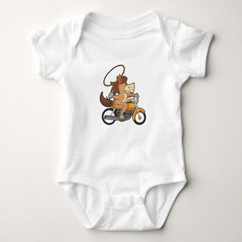 Horse as Cowboy with Lasso  Motorcycle Baby Bodysuit