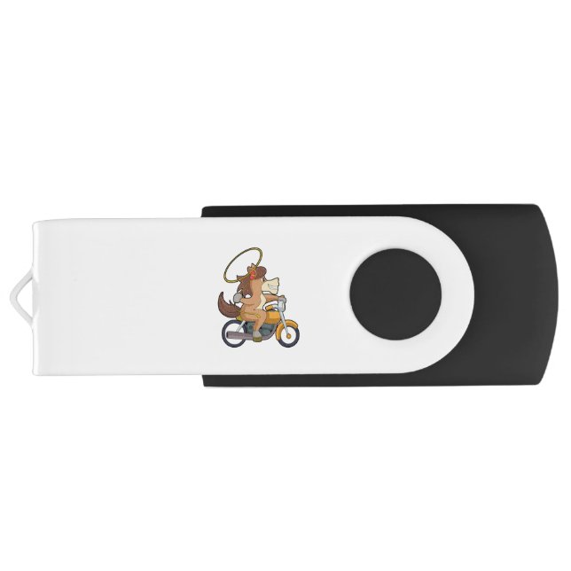 Horse as Cowboy with Lasso & Motorcycle Flash Drive (Back)