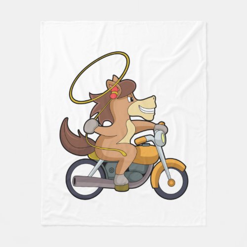 Horse as Cowboy with Lasso  Motorcycle Fleece Blanket