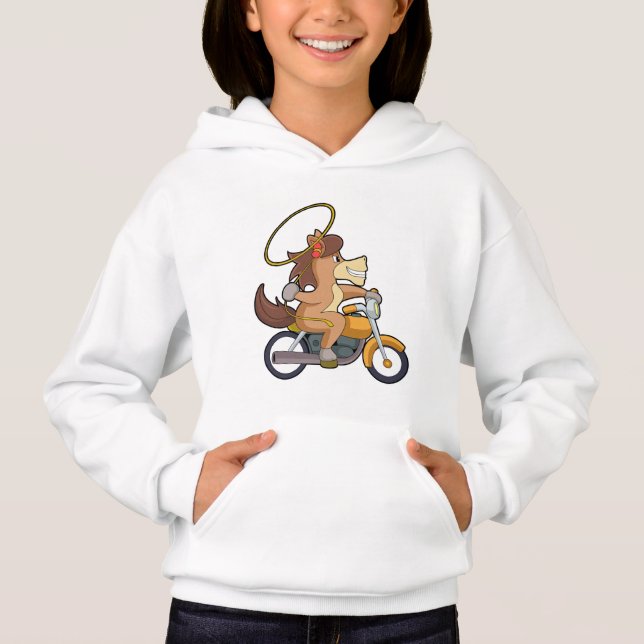Horse as Cowboy with Lasso & Motorcycle Hoodie (Front)
