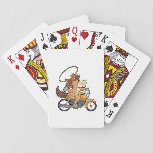 Horse as Cowboy with Lasso  Motorcycle Poker Cards