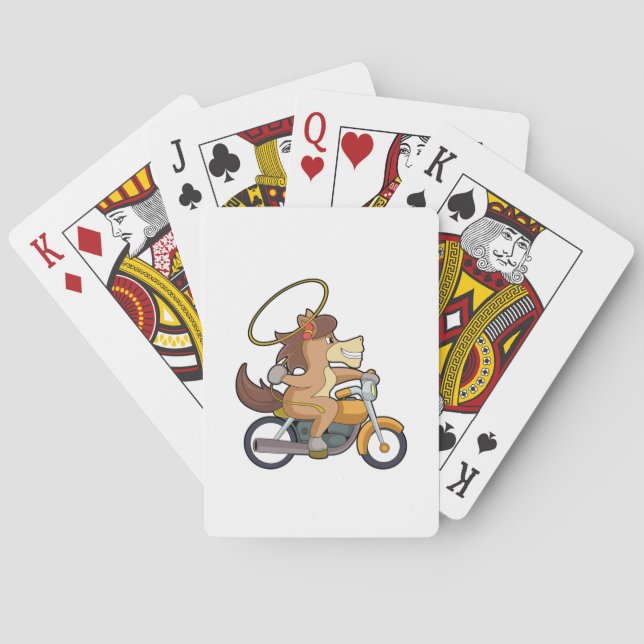 Horse as Cowboy with Lasso & Motorcycle Poker Cards (Back)