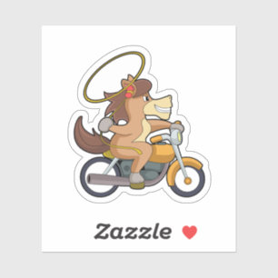 Horse as Cowboy with Lasso & Motorcycle Sticker