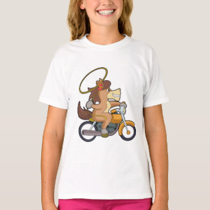 Horse as Cowboy with Lasso & Motorcycle T-Shirt
