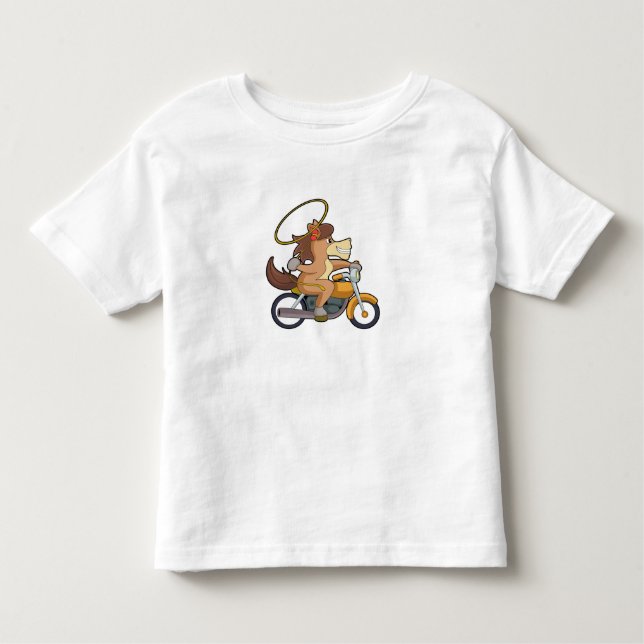 Horse as Cowboy with Lasso & Motorcycle Toddler T-shirt (Front)