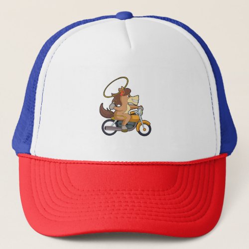 Horse as Cowboy with Lasso  Motorcycle Trucker Hat