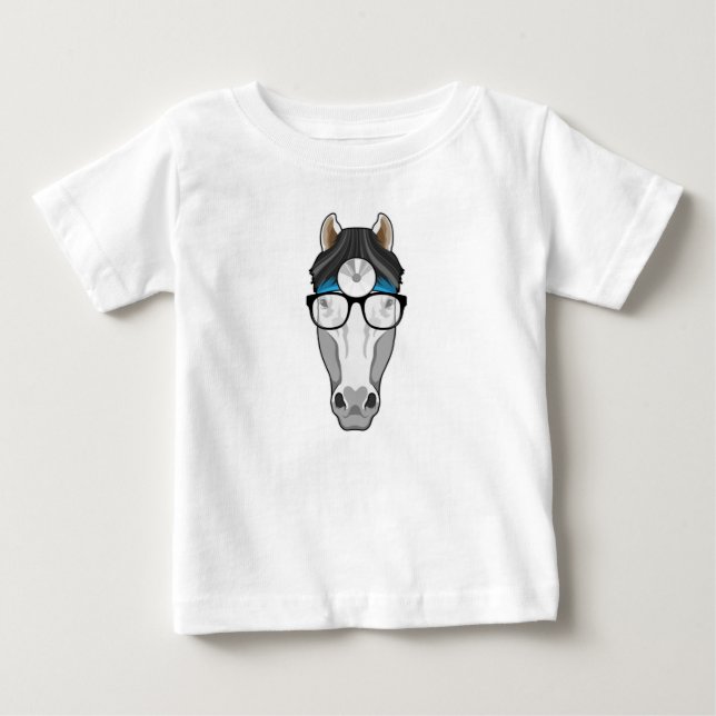 Horse as Doctor with Glasses Baby T-Shirt (Front)
