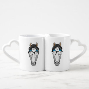 Horse as Doctor with Glasses Coffee Mug Set