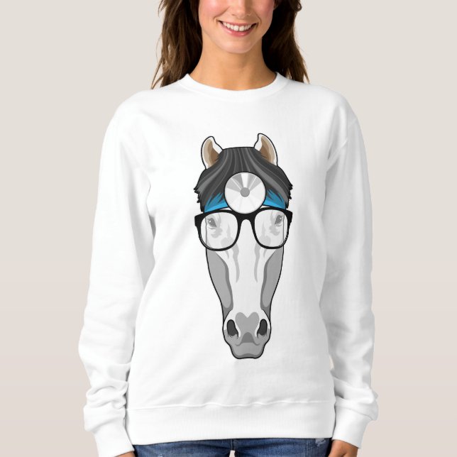 Horse as Doctor with Glasses Sweatshirt (Front)