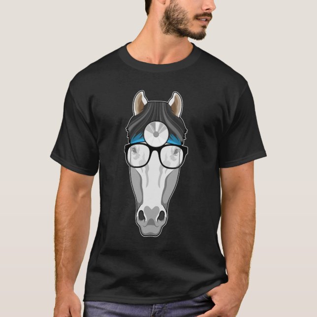 Horse as Doctor with Glasses T-Shirt (Front)