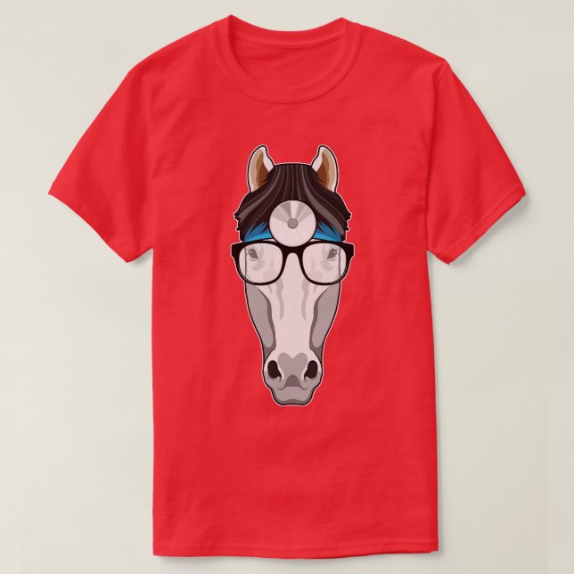 Horse as Doctor with Glasses T-Shirt (Design Front)