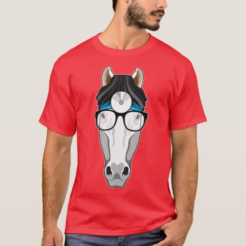 Horse as Doctor with Glasses T_Shirt