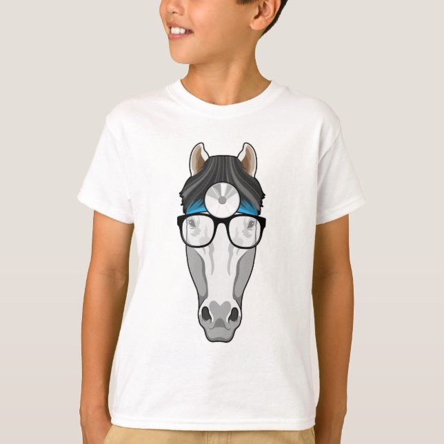 Horse as Doctor with Glasses T-Shirt (Front)