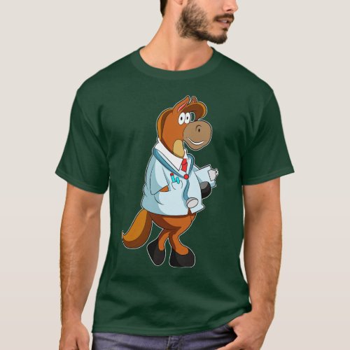 Horse as Doctor with Stethoscope Smock T_Shirt