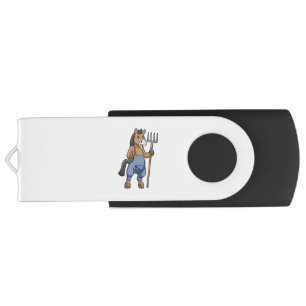 Horse as Farmer with Rake Flash Drive