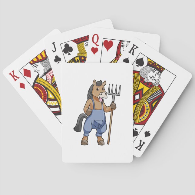 Horse as Farmer with Rake Poker Cards (Back)