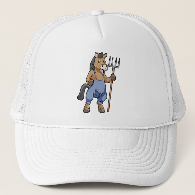Horse as Farmer with Rake Trucker Hat (Front)