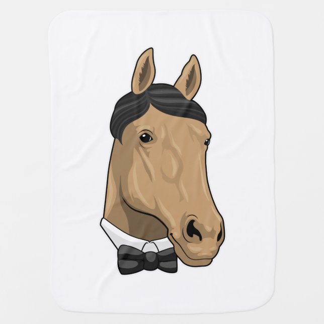 Horse as Gentleman with Bow tie Baby Blanket (Front)