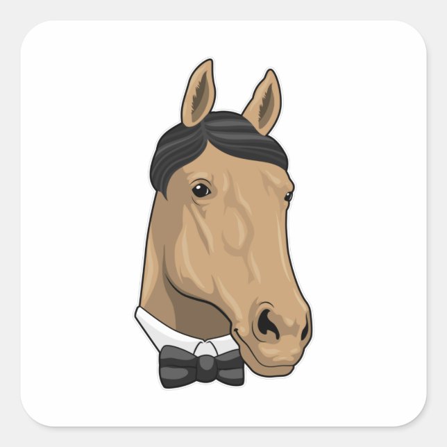 Horse as Gentleman with Bow tie Square Sticker (Front)