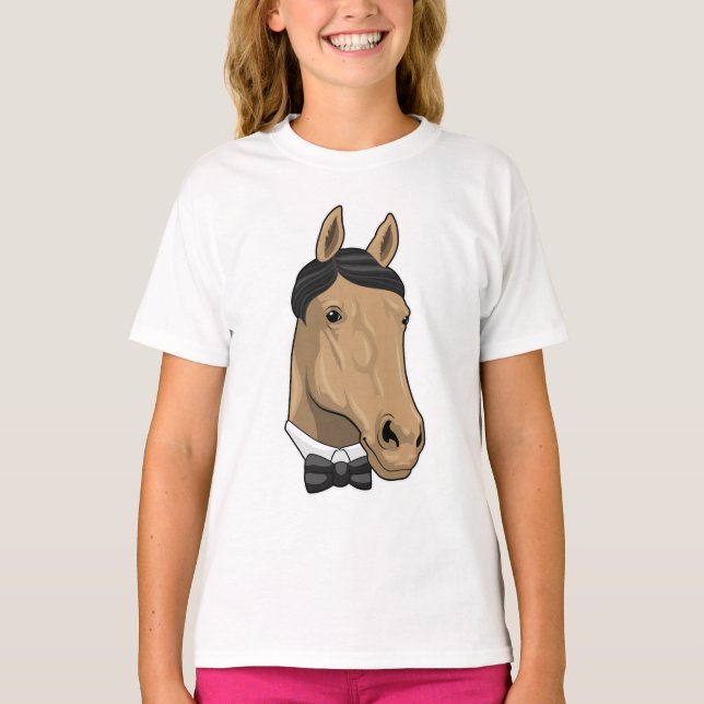 Horse as Gentleman with Bow tie T-Shirt (Front)
