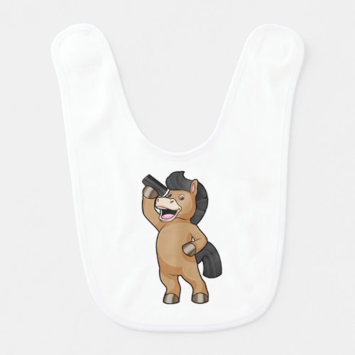 Horse as Hairdresser with Comb Baby Bib