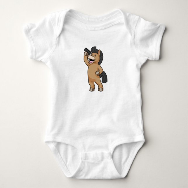 Horse as Hairdresser with Comb Baby Bodysuit (Front)
