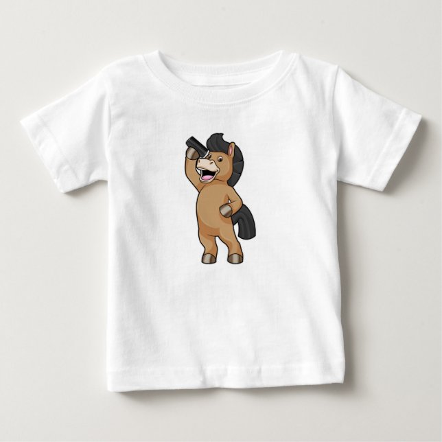 Horse as Hairdresser with Comb Baby T-Shirt (Front)
