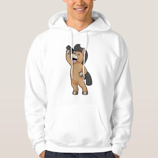 Horse as Hairdresser with Comb Hoodie (Front)